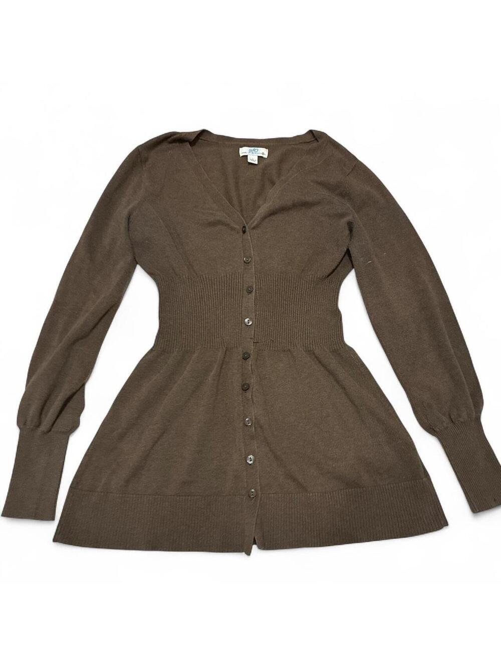 Vintage Y2K Wear It Declare It Brown Cinched Waist babydoll top Cardigan Large